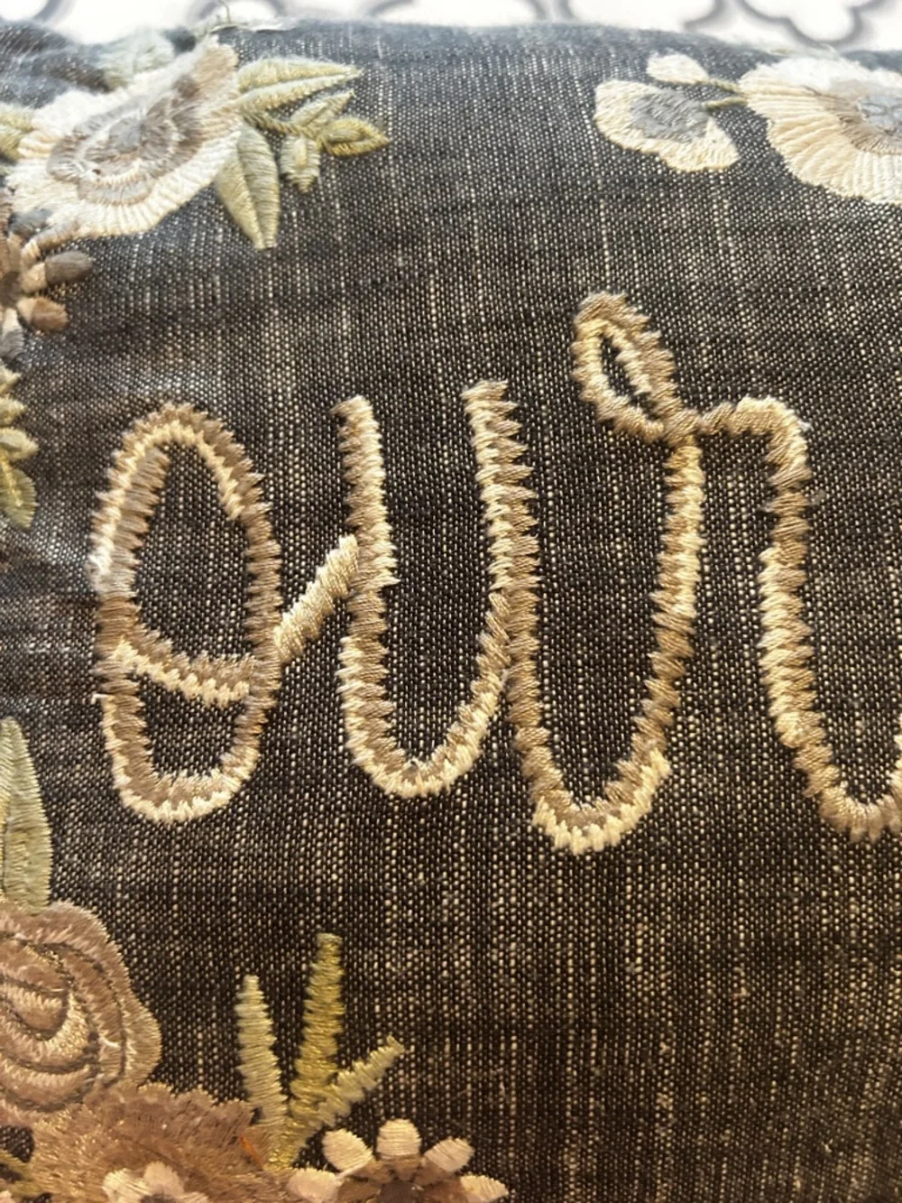 Kirklands Grey Embroidered 